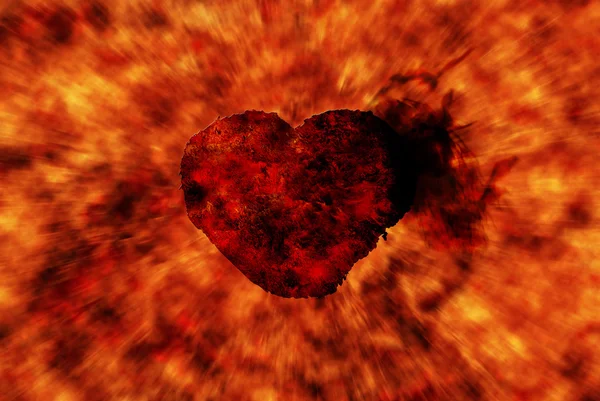 stock image Burning heart with flame effect