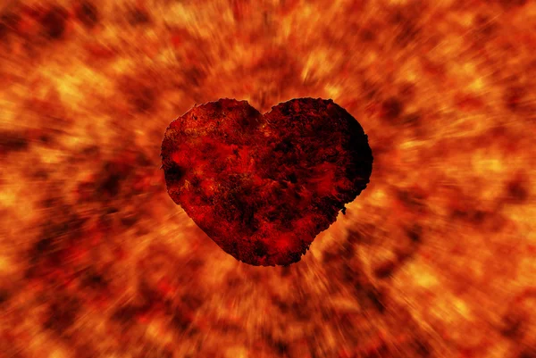 Hořící srdce s efekt plamene — Stock fotografie