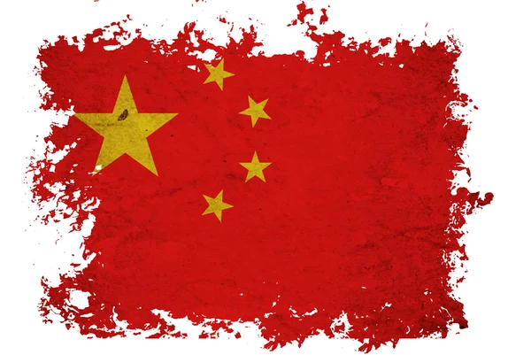 stock image China flag on old vintage paper in isolated white background