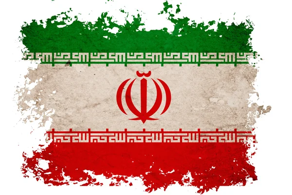 stock image Iran flag on old vintage paper in isolated white background