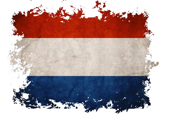 Niederländische Flagge auf altem Altpapier in isoliertem weißen Hintergrund — Stockfoto