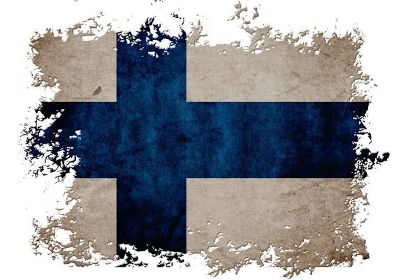 芬兰国旗旧复古纸在孤立的白色背景上 — 图库照片
