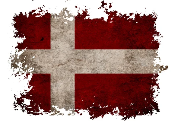 Denmark flag on old vintage paper in isolated white background — Stock Photo, Image