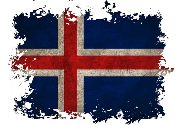 Vintage gazetede eski izole beyaz arka plan üzerinde İzlanda bayrağı — Stok fotoğraf