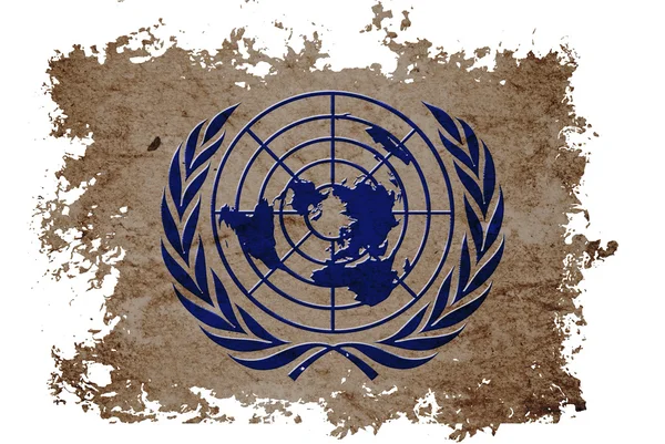 Birleşik millet veya izole beyaz eski vintage kağıt üzerinde BM bayrağı — Stok fotoğraf