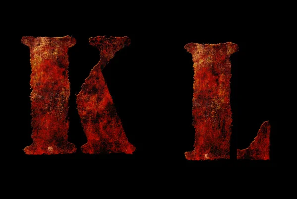Іржаві старовинні літери алфавіту — стокове фото