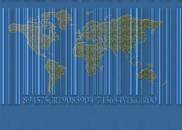 O mundo com um código de barras — Fotografia de Stock