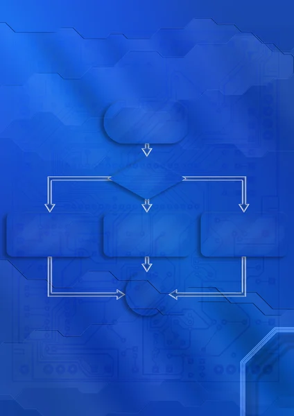 Technische achtergrond met blauwdruk circuit bord — Stockfoto