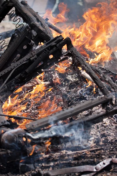 stock image Bed on the fire