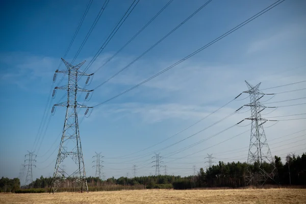 stock image Power pylons and wires