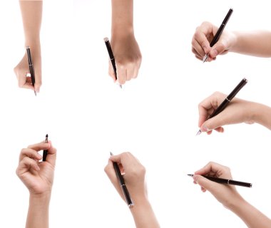 Different positions of hands with pens clipart