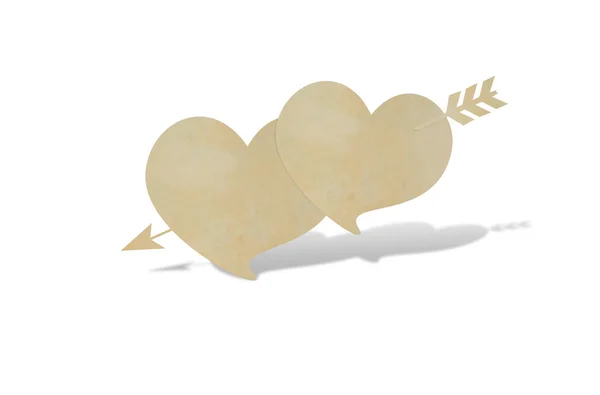 Paper cut of two heart and arrow — Stock Photo, Image