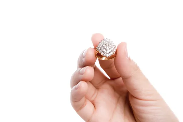 Zásnubní prsten v ruce — Stock fotografie