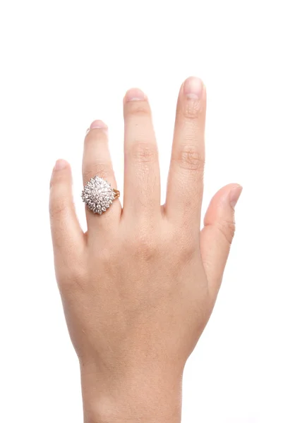 Förlovning ring i hand — Stockfoto