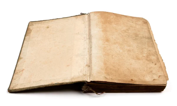 Old book with blank yellow stained pages — Stock Photo, Image