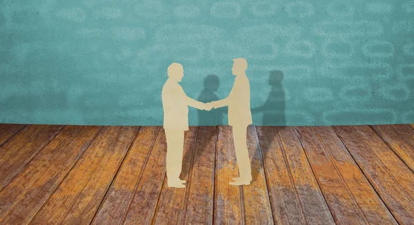 Paper cut of two business man shake hand — Stock Photo, Image