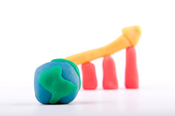 Plasticine of global business growth bar graph — Stock Photo, Image