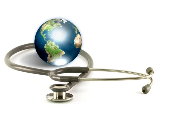 stock image Stethoscope and earth