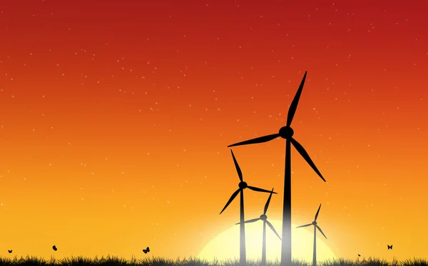 Wind turbine over sunset — Stock Photo, Image