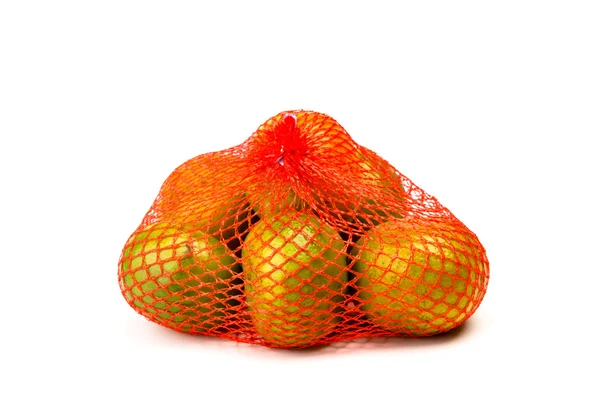 Mesh oranges Isolated on white background — Stock Photo, Image