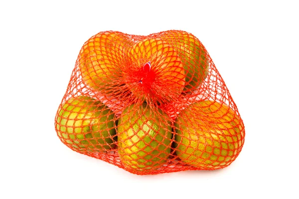 Mesh oranges Isolated on white background — Stock Photo, Image