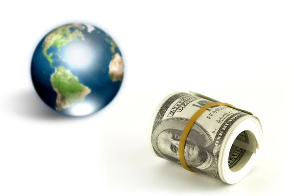 Dólar e terra (Elementos desta imagem fornecidos pela NASA ) — Fotografia de Stock