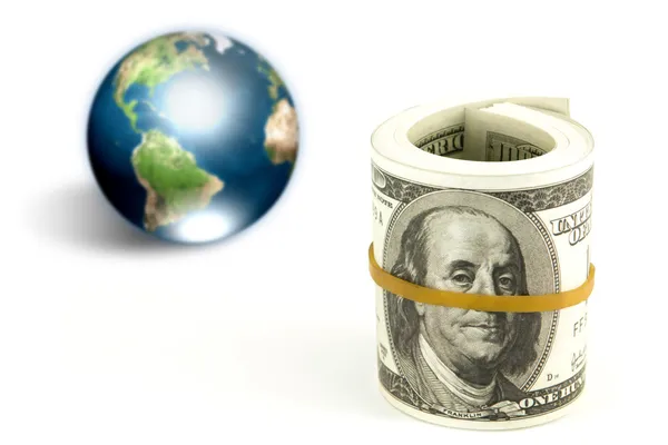 Dólar e terra (Elementos desta imagem fornecidos pela NASA ) — Fotografia de Stock