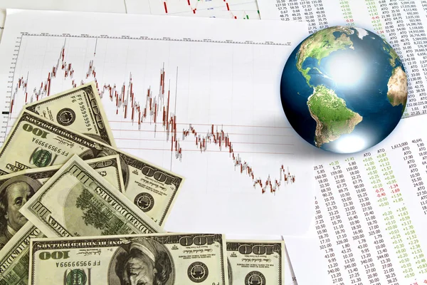 Dollaro e business graph con terra (Elementi di questa immagine pelliccia — Foto Stock