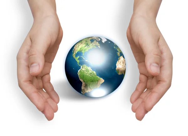 Zwei Hände mit Erde (Elemente dieses Bildes von nasa) — Stockfoto