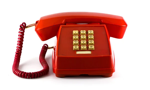 Altes rotes Telefon isoliert auf weißem Hintergrund — Stockfoto