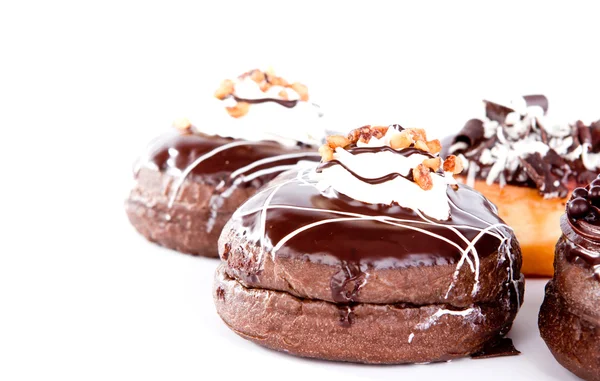 Donut with chocolate and peanut — Stock Photo, Image