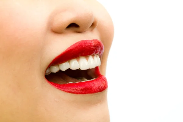 아름 다운 젊은 여자 치아입니다. 흰색 배경 위에 절연 — 스톡 사진