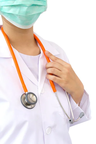 Medisch arts met cardio sttethoscope op witte achtergrond — Stockfoto