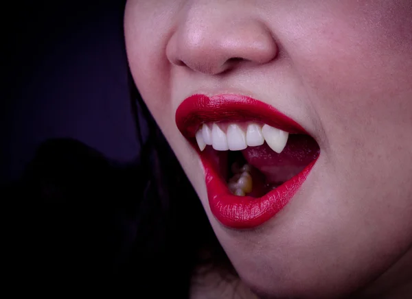 Halloween vampyr kvinna över svart bakgrund — Stockfoto