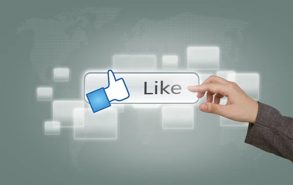 Hand pressing Social Network Like icon — Stock Photo, Image