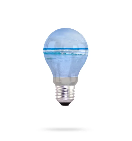 Light bulb with sea inside — Stock Photo, Image