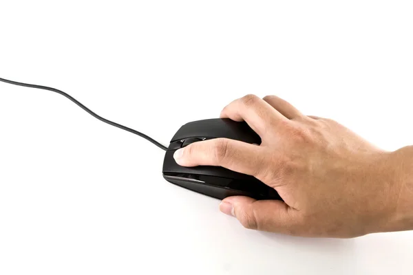 stock image Computer mouse with hand over white