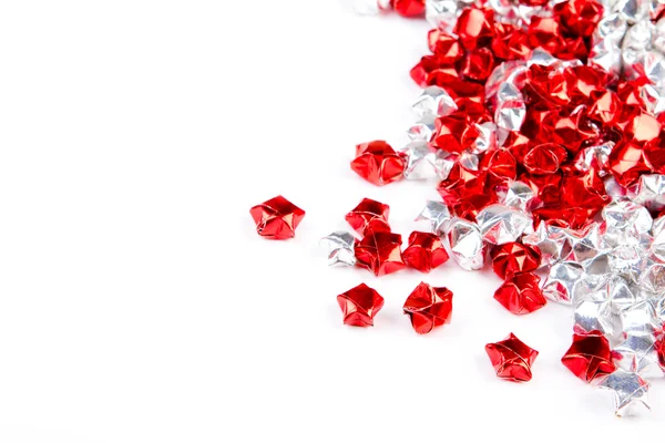 Kırmızı ve beyaz yıldız şekli beyaz zemin üzerine izole kalp — Stok fotoğraf