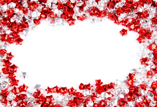 Estrelas vermelhas e brancas forma do coração isolado no fundo branco — Fotografia de Stock