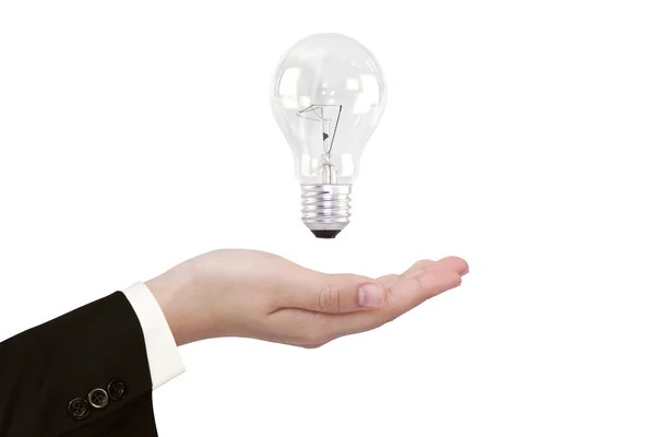 Women hand with Light bulb — Stock Photo, Image