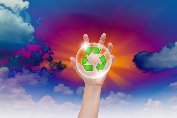 Eco concept : symbole de recyclage de points de main d'affaires — Photo