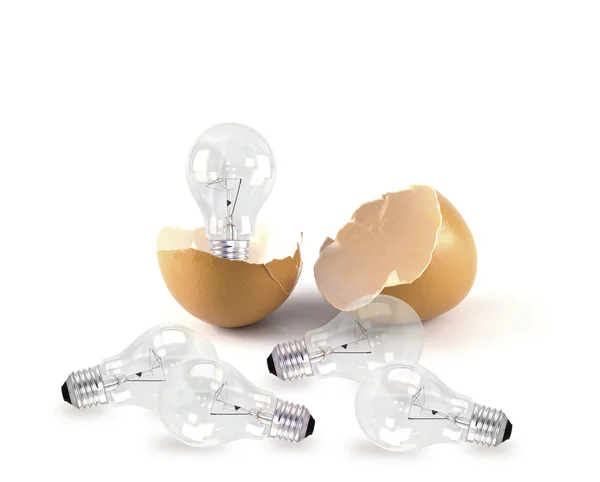 Разбитое яйцо и лампа вытаскивается . — стоковое фото