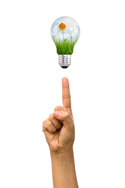 Bulb on a finger — Stock Photo, Image