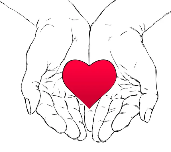 Mains et cœur — Image vectorielle