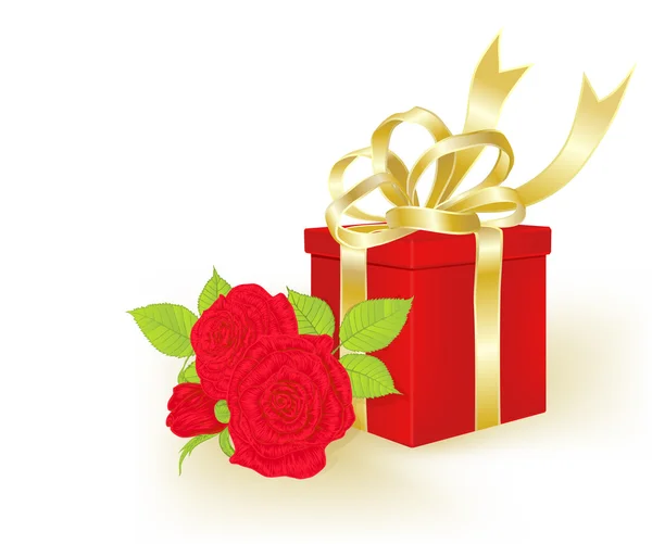 Geschenk und Rosen — Stockvektor