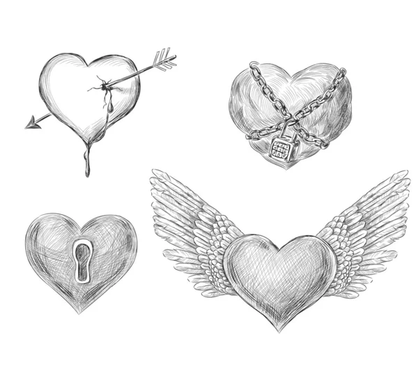 Vier Herzen — Stockvektor