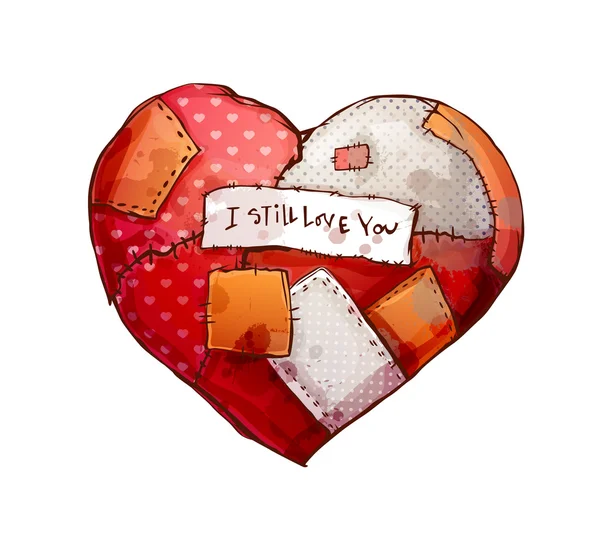 Coeur avec des patchs — Image vectorielle
