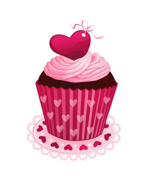 バレンタインの日カップケーキ — ストックベクタ