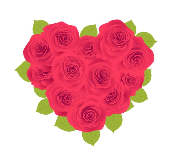 Corazón de rosas — Vector de stock
