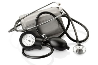 Medical sphygmomanometer and stethoscope clipart